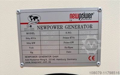 NWC165 Cummins backup generator Newpower Generator NWC165 Cummins Motor Newpower Generator