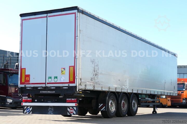 Open semitrailer with tarp SCHWARZMÜLLER SPA 3/E Pritsche Plane Liftachse SAF-Achsen