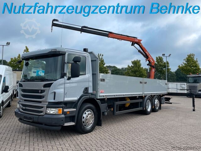 LKW mit Pritsche (offen) SCANIA P 320 BL 7.4m Pritsche/ Atlas 126.3+FB/ 10m=1.4t