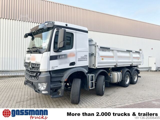 Tipper truck Mercedes-Benz Arocs 3445 K 8x4/4, Meiller Bordmatik links