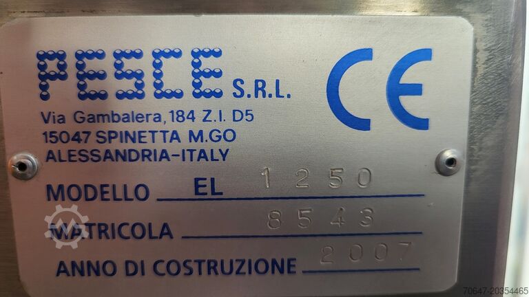 Bunker conveyor belt - PRICE REDUCTION! PESCE S.R.L. EL 1250