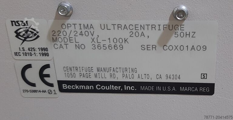 Ultracentrifuge Beckmann Coulter XL-100K