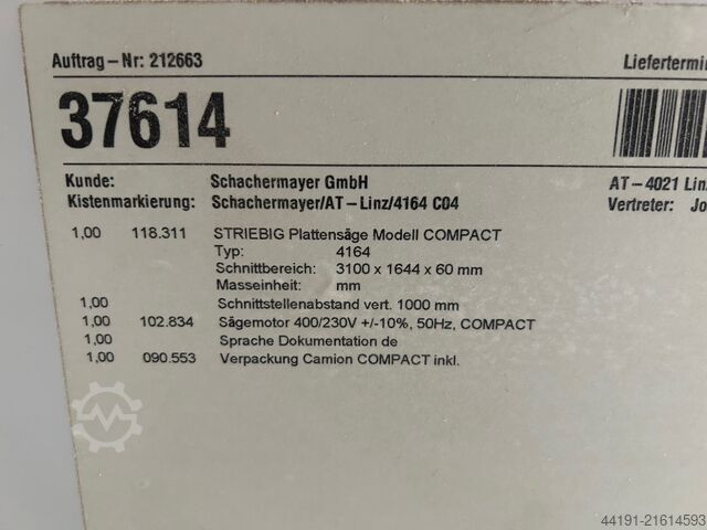 Stehende Plattensäge Striebig Compact 4164 Striebig Compact 4164