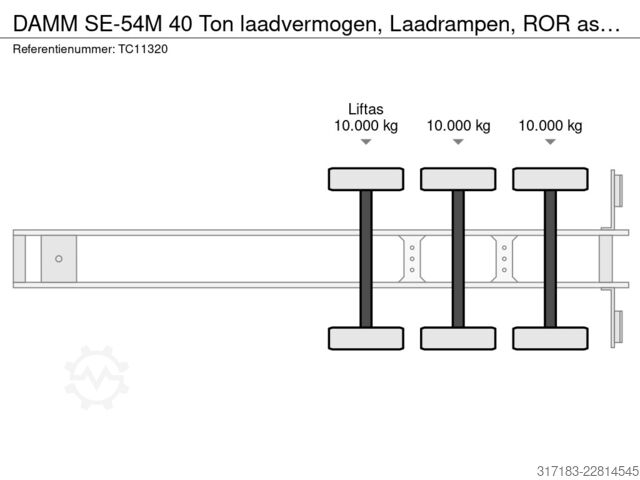 Semi low loader DAMM SE-54M 40 Ton laadvermogen, Laadrampen, ROR assen
