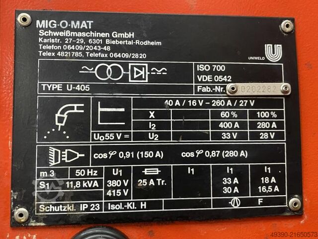 MIG / MAG Schutzgasschweißgerät, Schweißmaschine MIG-O-MAT U 405