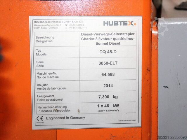 Vierwege Seitenstapler Hubtex DQ 45 D