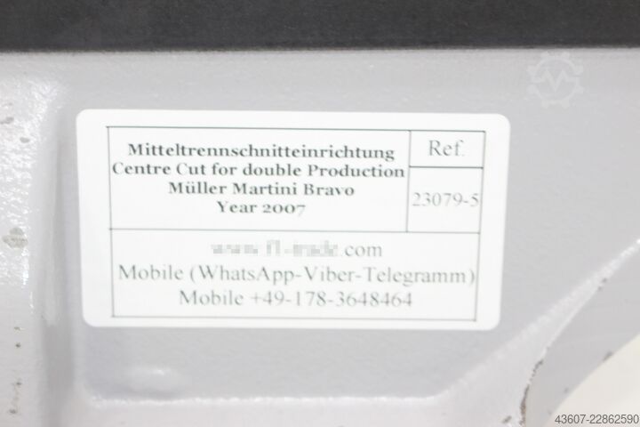 Mitteltrennschnitt Einrichtung / Centre Cut for Double Production Müller Martini 360