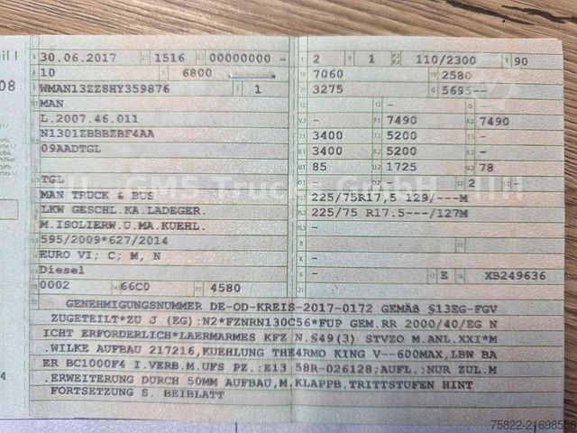 Kühltransporter MAN TGL 7.150 / Termo King FRIGO COOL / 5m Koffer