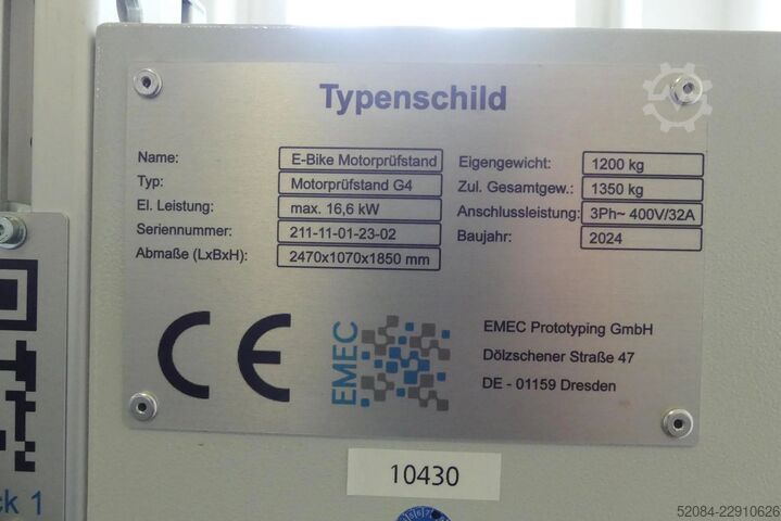 E-Bike Motorprüfstand EMEC G4 BJ 2024 EMEC Prototyping GmbH E-Bike Motorprüfstand G4