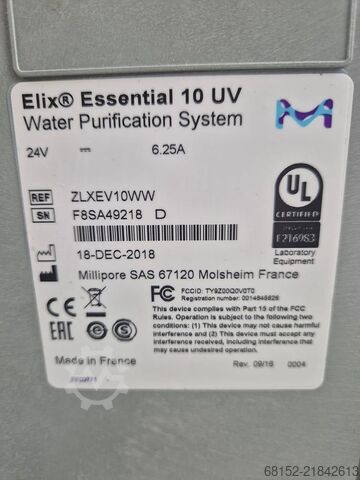 Millipore Elix Essential 10 UV Water Purification System Millipore Elix Essential 10 UV