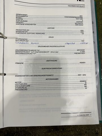Hochdruck-Homogenisierer NIRO SOAVI NS 3110 / 90 HA