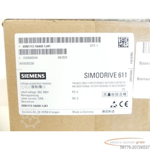 Komponente Siemens 6SN1113-1AA00-1JA1 SIMODRIVE SN: O4S8400546 - ! -