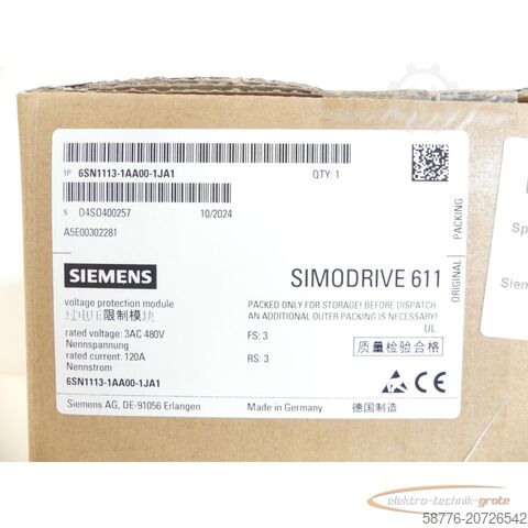 Siemens Komponente Siemens 6SN1113-1AA00-1JA1 SIMODRIVE SN: O4SO400257 - ! -
