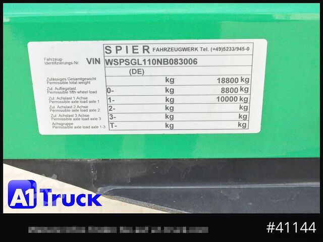 Box semitrailer SPIER SGL 110, City, 1 Achs, LBW 3 Tonnen, TÜV 04/2027