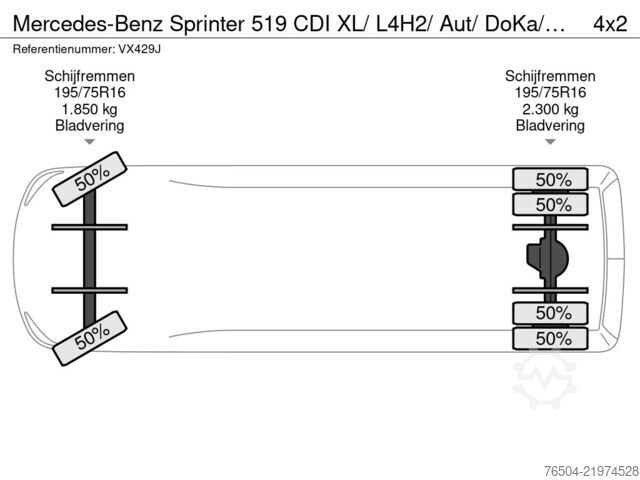Delivery van double cab Mercedes-Benz Sprinter 519 CDI XL/ L4H2/ Aut/ DoKa/ 3.5T