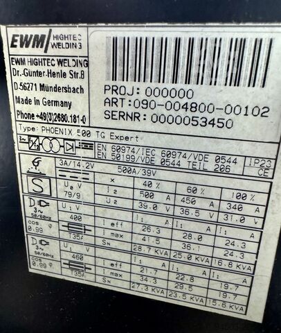 Schweißgerät MIG/MAG EVM Phoenix 500 TG Expert