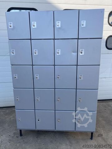 Schließfachschrank, Fächerschrank mit 20 Einzelschließfächern, Metallschrank, Werkstattschrank