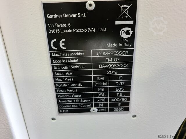 Screw compressor Gardner Denver CHAMPION FM 07