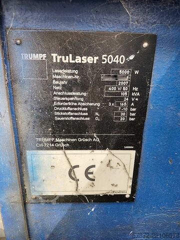 CNC Laser Cutting Machine Trumpf TruLaser 5040
