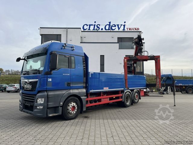 Flatbed truck MAN TGX 26.500 6x2 Palfinger 18001 SLD 3 Baustoff
