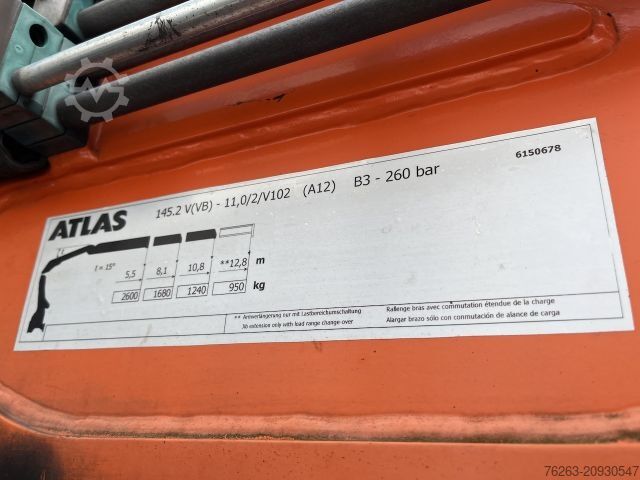 Truck mounted crane MAN TGX 26.480 6x2 Atlas 145.2 Kran Baustoff / AHK