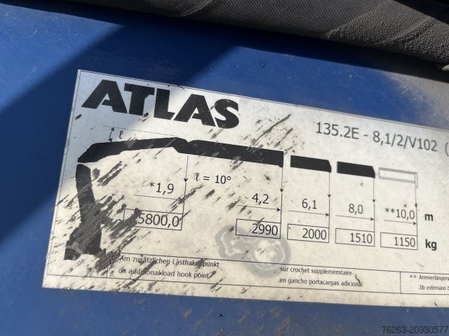 Flatbed truck with tarp MERCEDES-BENZ 2541 6x2 Atlas 135.2E Pritsche 8,20 m