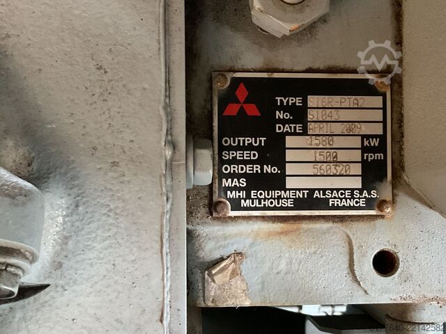 Motor Mitsubishi S16R, 2000KVA. Low hours and very complete