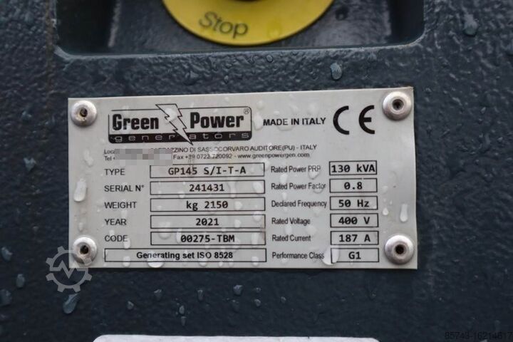 Aggregat Green Power GP 145 S/I-T-A Diesel, Three-phase power 143 KVA,