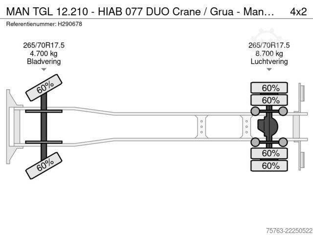 Kranwagen MAN TGL 12.210 - HIAB 077 DUO Crane / Grua - Manual...