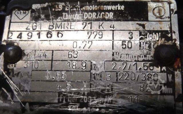 Gear motor 0.55 kW 63 rpm VEM ZG1 BMRE71K4