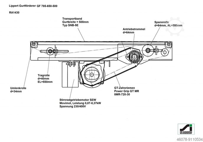 Lippert belt conveyor belt conveyor GF 780-650-500 Lippert GF 780-650-500