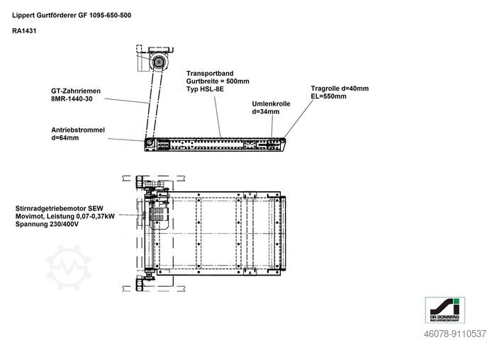 Belt conveyor Belt conveyor Lippert GF 1095-650-500