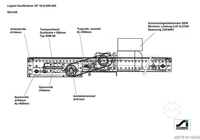 Belt conveyor Belt conveyor Lippert GF 1810-650-500