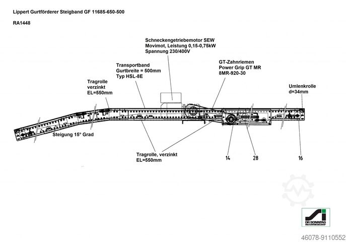 Belt conveyor Riser belt Conveyor belt Belt... Lippert GF 6105-650-500