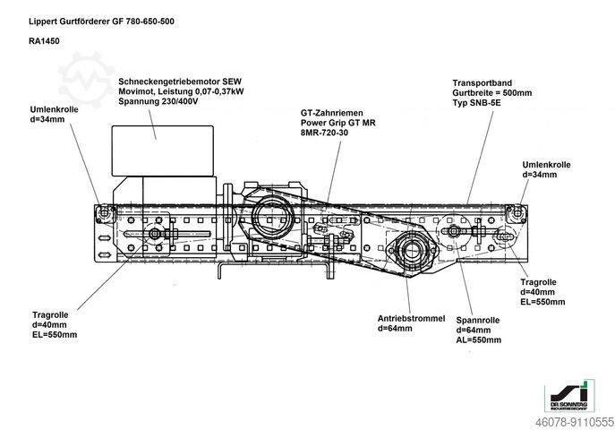 Belt conveyor Belt conveyor Lippert GF 780-650-500