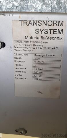Belt curve conveyor 45° left Transnorm GKF 680-750-550 IR700