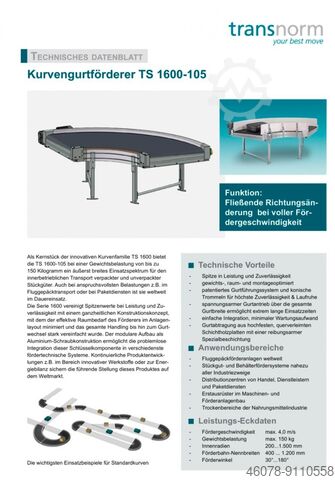 Belt curve conveyor 45° left Transnorm GKF 680-750-550 IR700