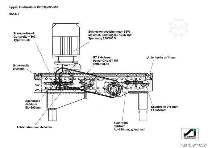 Belt conveyor Belt conveyor Lippert GF 630-650-500
