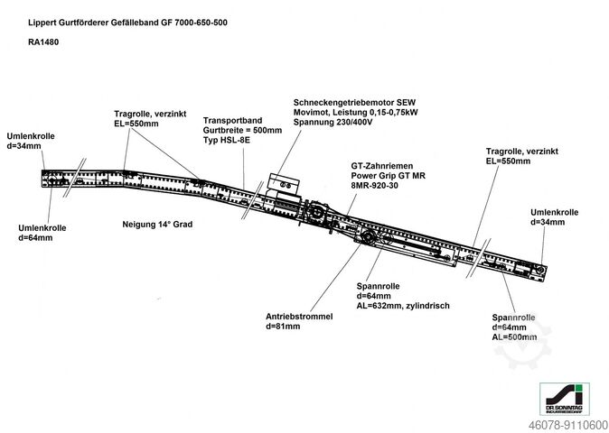 Belt conveyor Riser belt Conveyor belt Belt... Lippert GF 7000-650-500