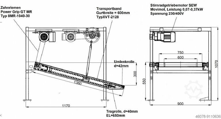 Belt Conveyor Folding Switch track Lippert 1360-750-600