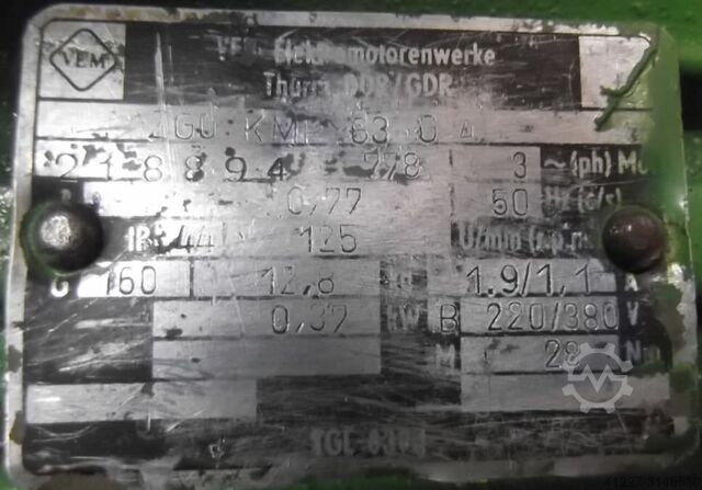 Gear motor 0.37 kW 125 rpm VEM ZG0KMR63O4