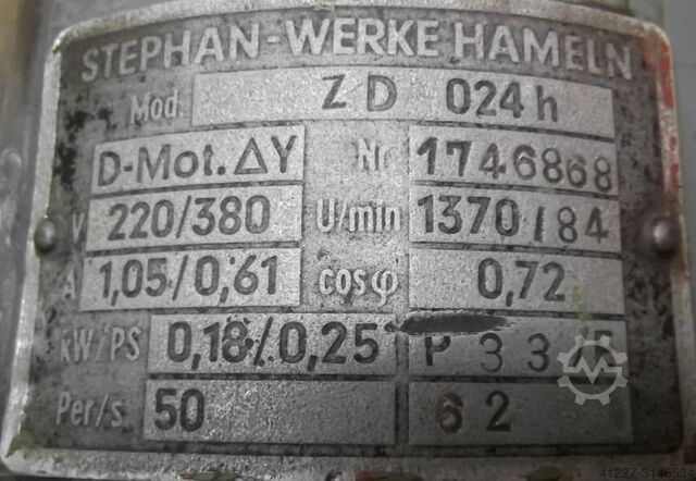 Getriebemotor 0,18 kW 84 U/min Stephan Werke ZD024h