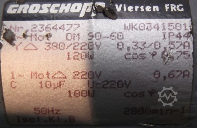 Gear motor 0.12 kW 560 rpm Groschopp DM90-60