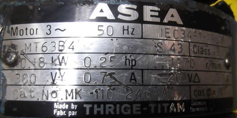 Geared motor 0.18 kW 68 rpm Asea MT63B4