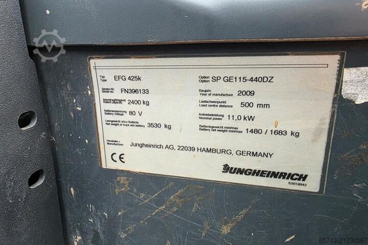 Gabelstapler Jungheinrich EFG425K Electric, 2500kg Capacity, Lifting Height