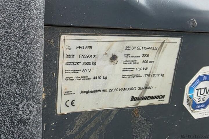 Gabelstapler Jungheinrich EFG535 Electric, Lifting Height 4700mm, Freelift 1