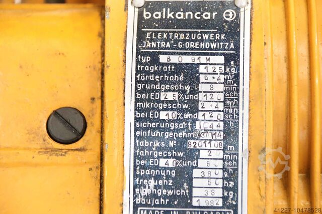 Kettenzug mit Fahrwerk 125 kg Balkancar BO 91M