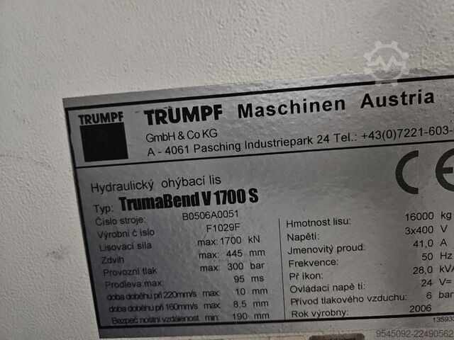 Abkantpresse Trumpf TrumaBend V1700S 4-Meter