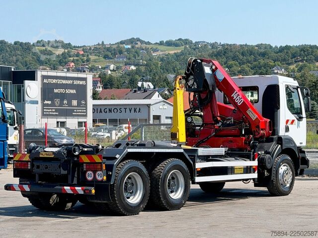 Roll-off tipper truck RENAULT KERAX 370 DCI * ABROLLKIPPER 4,85 m * KRAN * 6x4