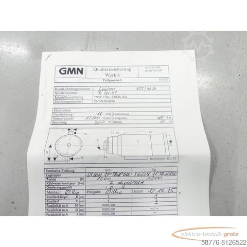 Component GMN TSSV 170 s - 12000 / 18 A  SNr. 281110    !